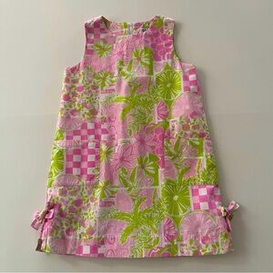 Lilly Pulitzer Girls 7 Pink Green Tropical Dress Floral Pockets Spring Summer